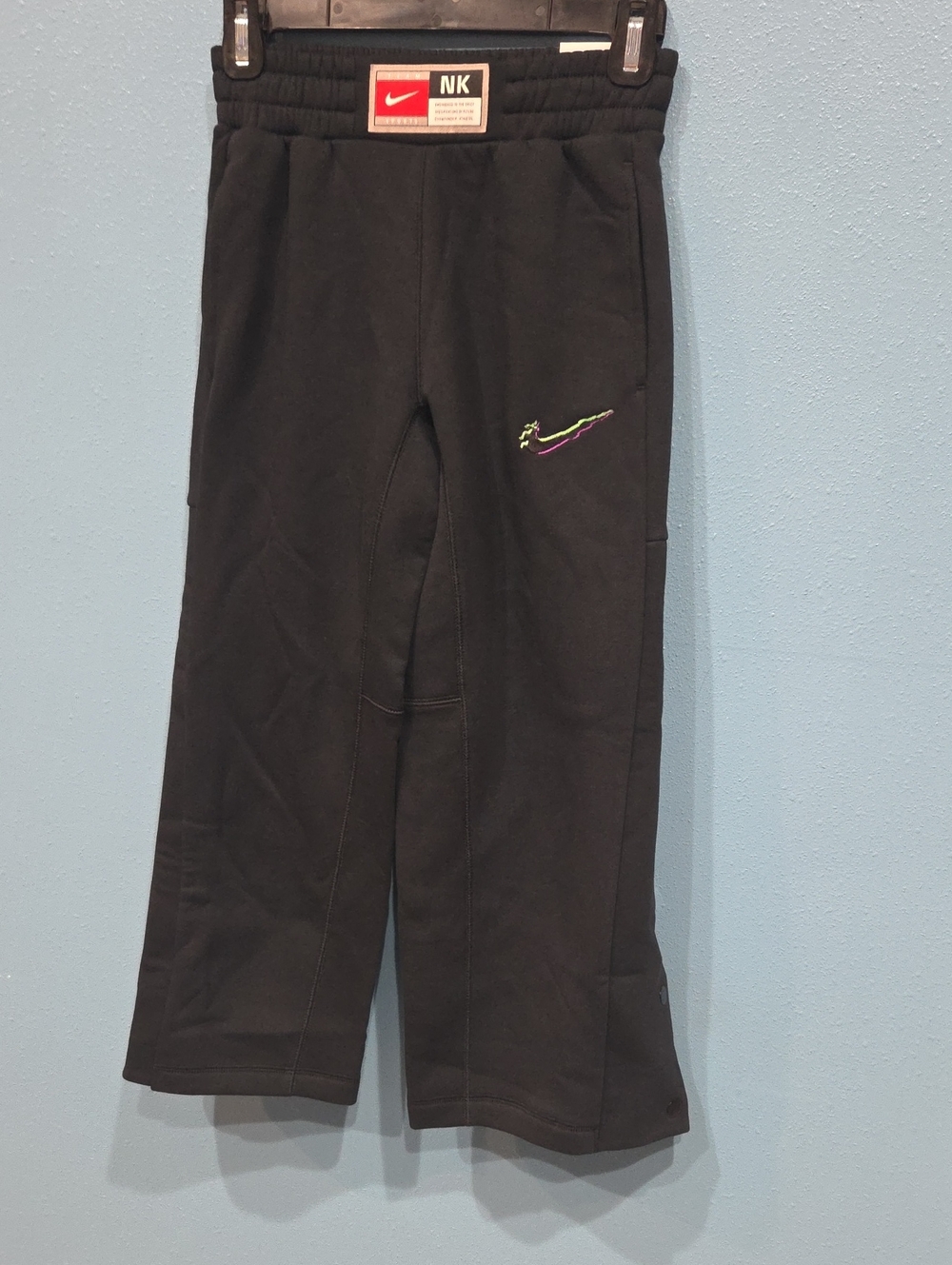 Nike Kids Black Sweatpants with Purple Accent Swoosh